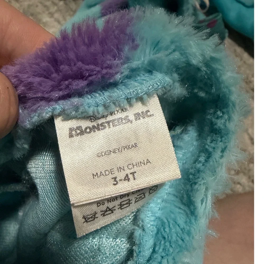 Spirit Halloween Monsters Inc Sulley Costume Toddler 3T-4T Blue Furry Jumpsuit